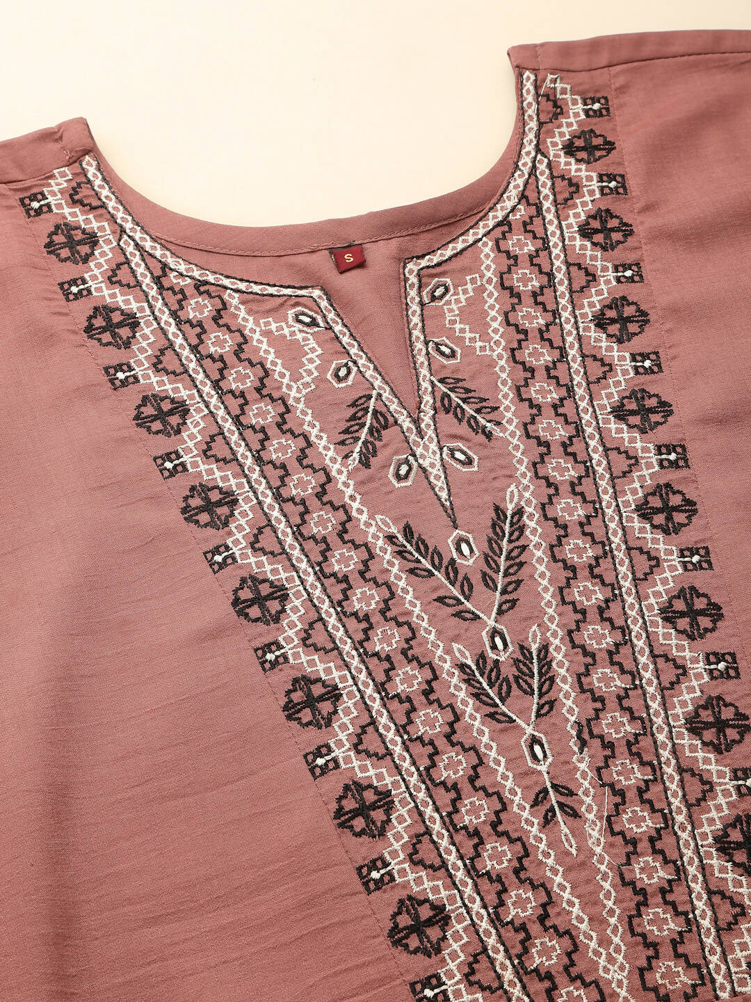 Brown Chinon Floral Embroidered Top - Zeny - Distacart