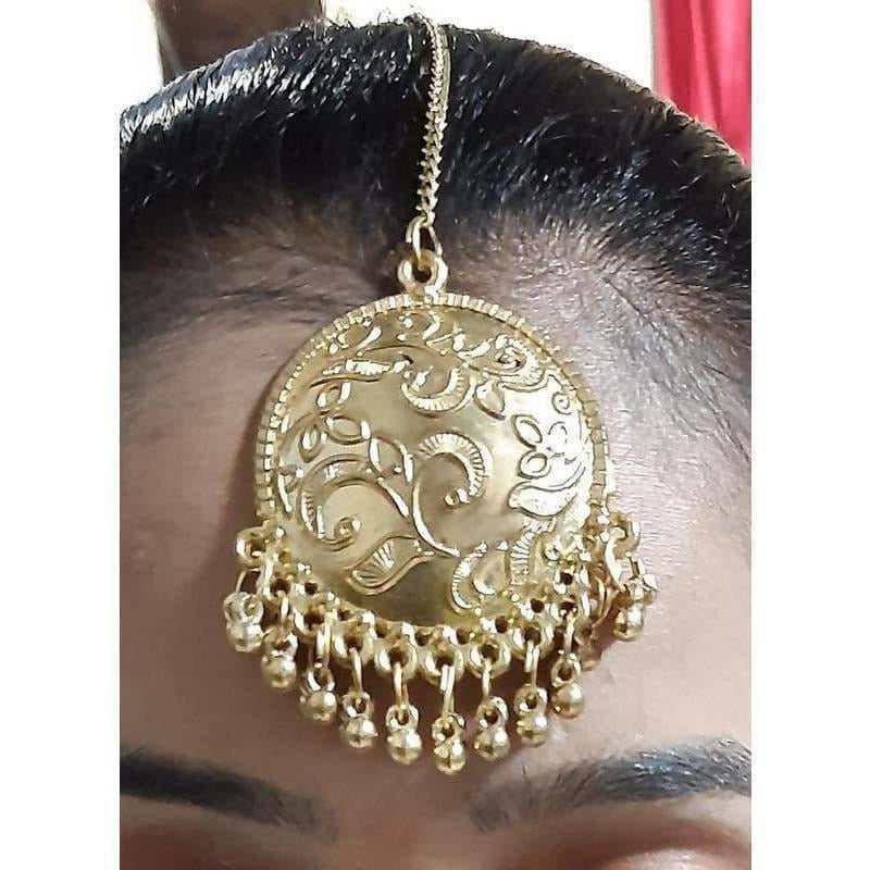 Artificial Gold Plated Drops Chandbali Maang Tikka