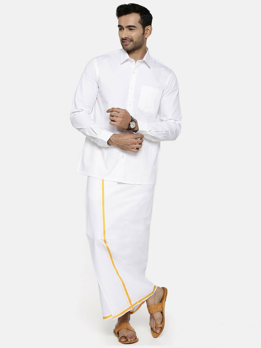 Ramraj Cotton Mens Full Sleeve Formal 100 % Cotton White Shirt - Distacart