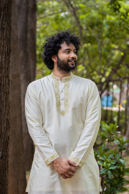 Gleaming Gold Designer Kurta set by Hilo Designs - Distacart