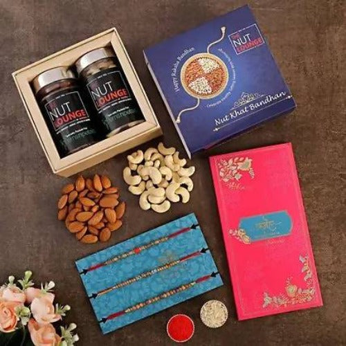 Set of 3 Beads Rakhi & Dry Fruits Jars