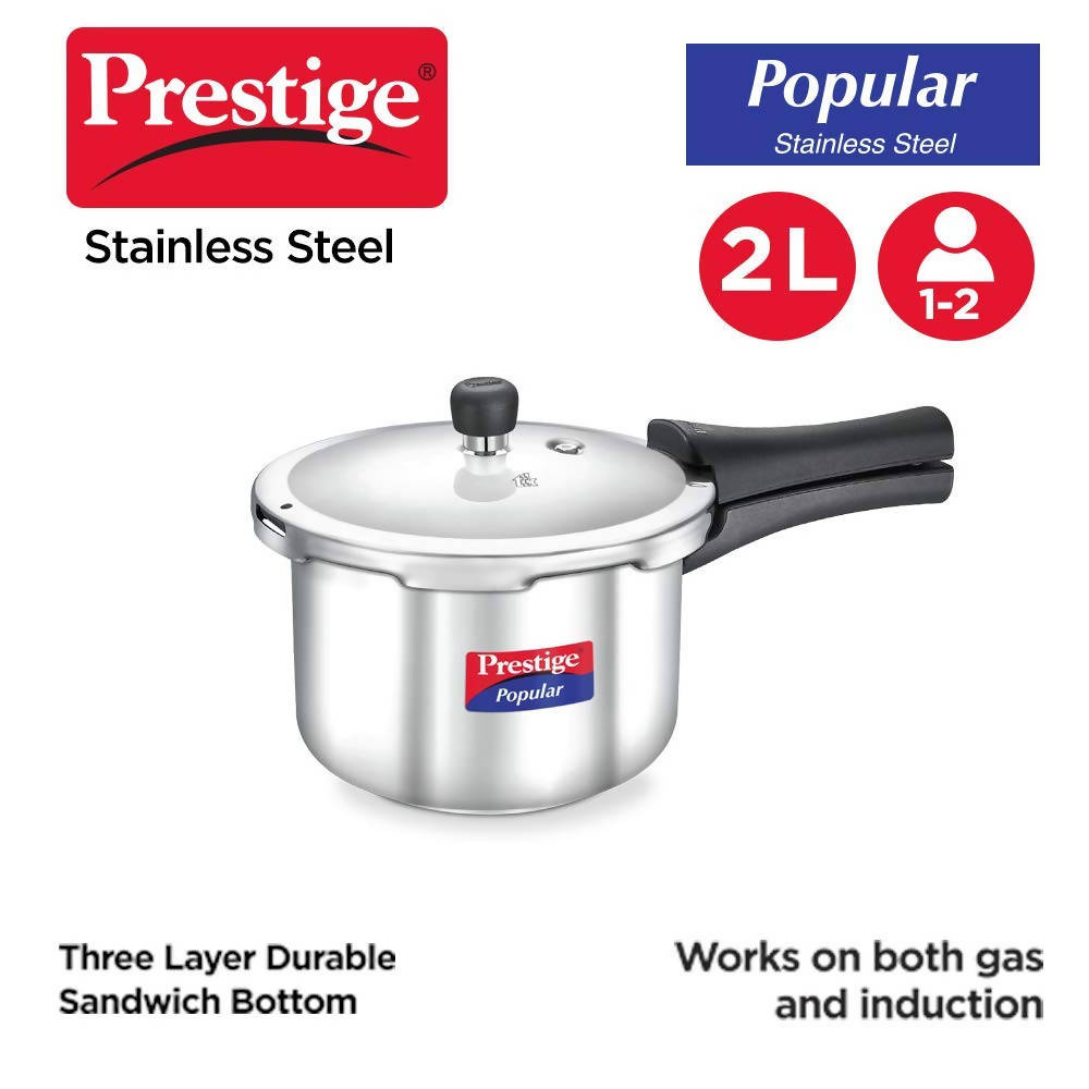 Prestige Popular Stainless Steel Pressure Cooker, Silver