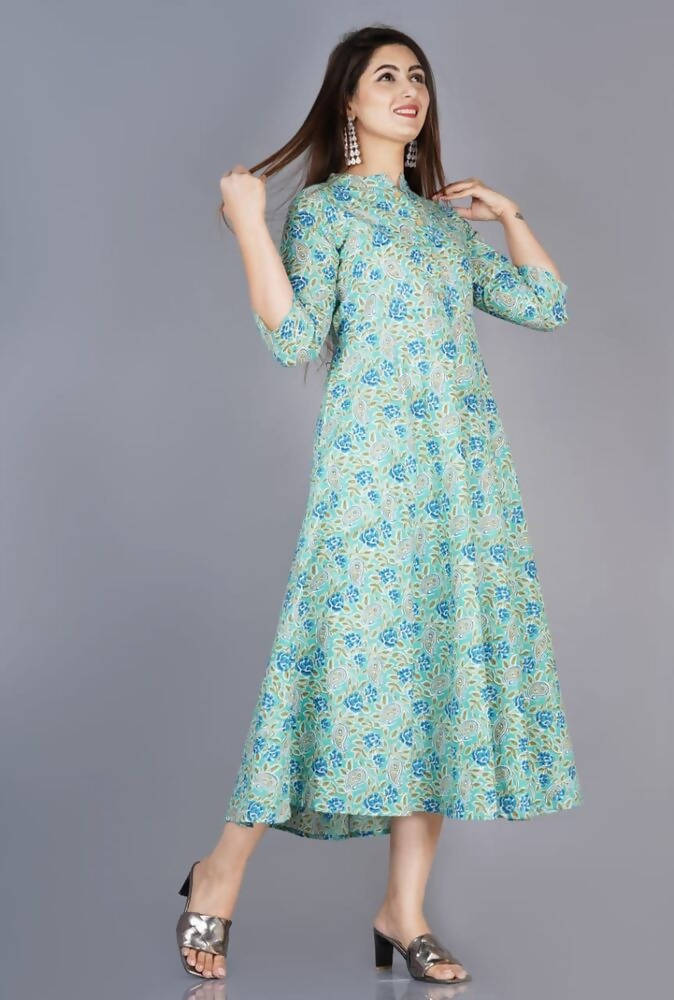Vamika Cotton Sky Blue Party Wear Kurti