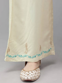 Thumbnail for Yufta Women Green & Beige Embroidered Straight Kurta With Trouser