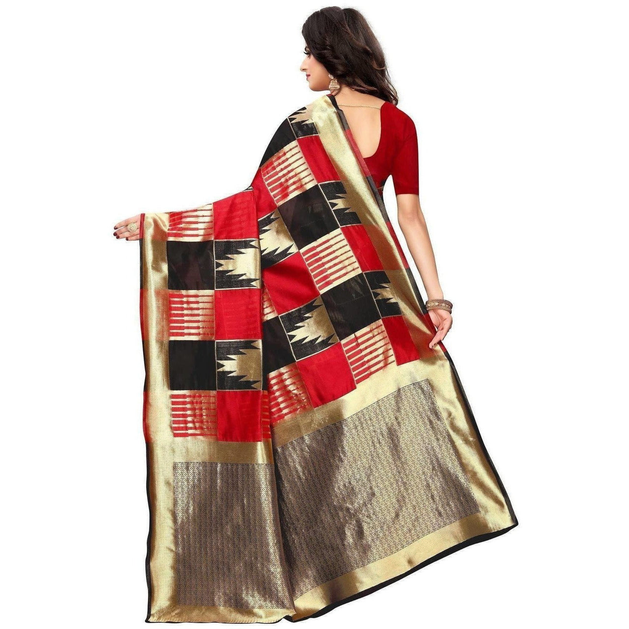 Vamika Banarasi Jaquard Red Weaving Saree (Banarasi 29)