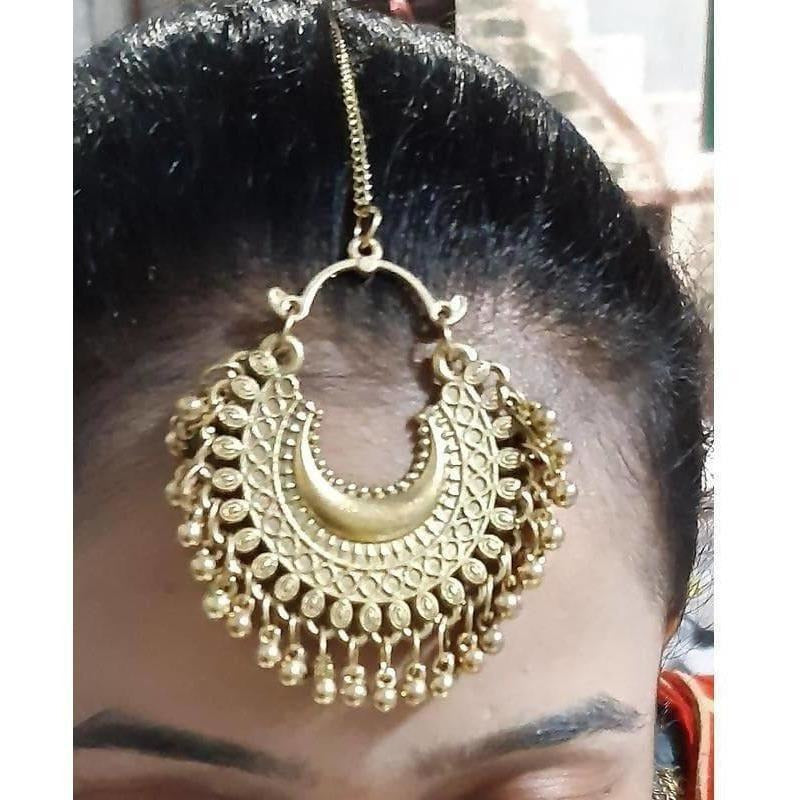 Half Moon Gold Plated Simple Design Maang Tikka