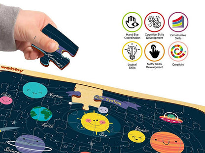 Webby Outer Space Solar System Wooden Jigsaw Puzzle - 40 Pcs - Distacart