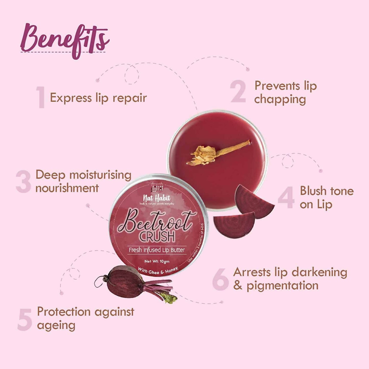 Nat Habit Beetroot Crush Lip Balm - Distacart
