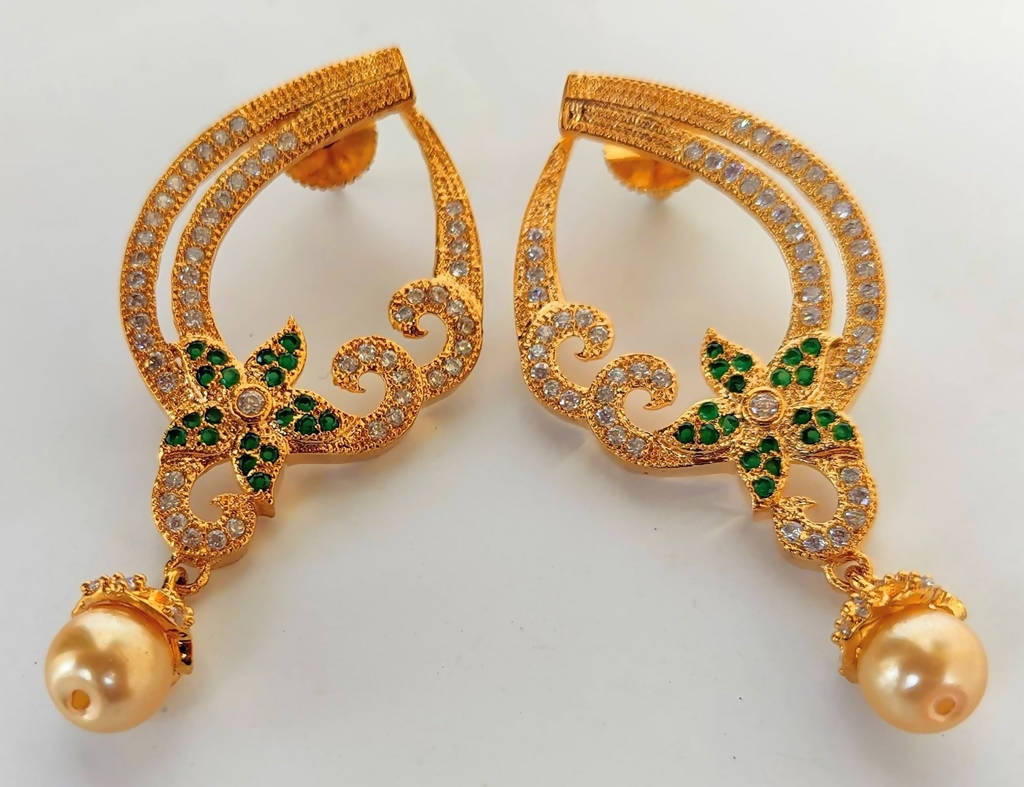 Green CZ Danglers - Distacart