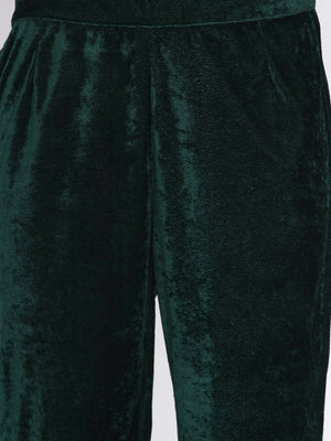 Women Republic Green Velvet Embroidered Kurta With Pant - Distacart