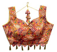 Thumbnail for Vamika Peach Banglori Silk Digital Print And Embroidery Blouse - Distacart