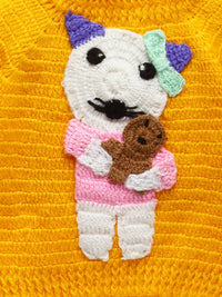 Thumbnail for Chutput Kids Woollen Hand Knitted Cat Design Sweater For Baby Boys - Yellow - Distacart