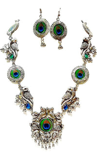 Thumbnail for Mominos Fashion Silver-Plated Peacock Design Necklace Set Mangalsutra - Distacart