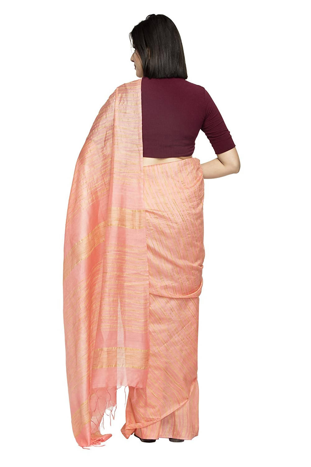 Mominos Fashion Peach Color Bhagalpuri Saree