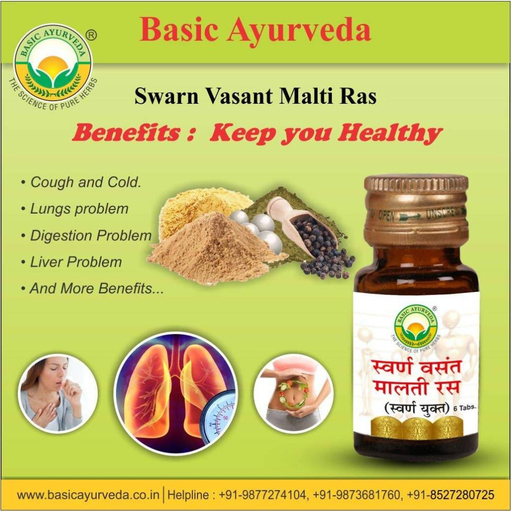 Basic Ayurveda Swarn Vasant Malti Ras (With Gold) Tablets Benefits
