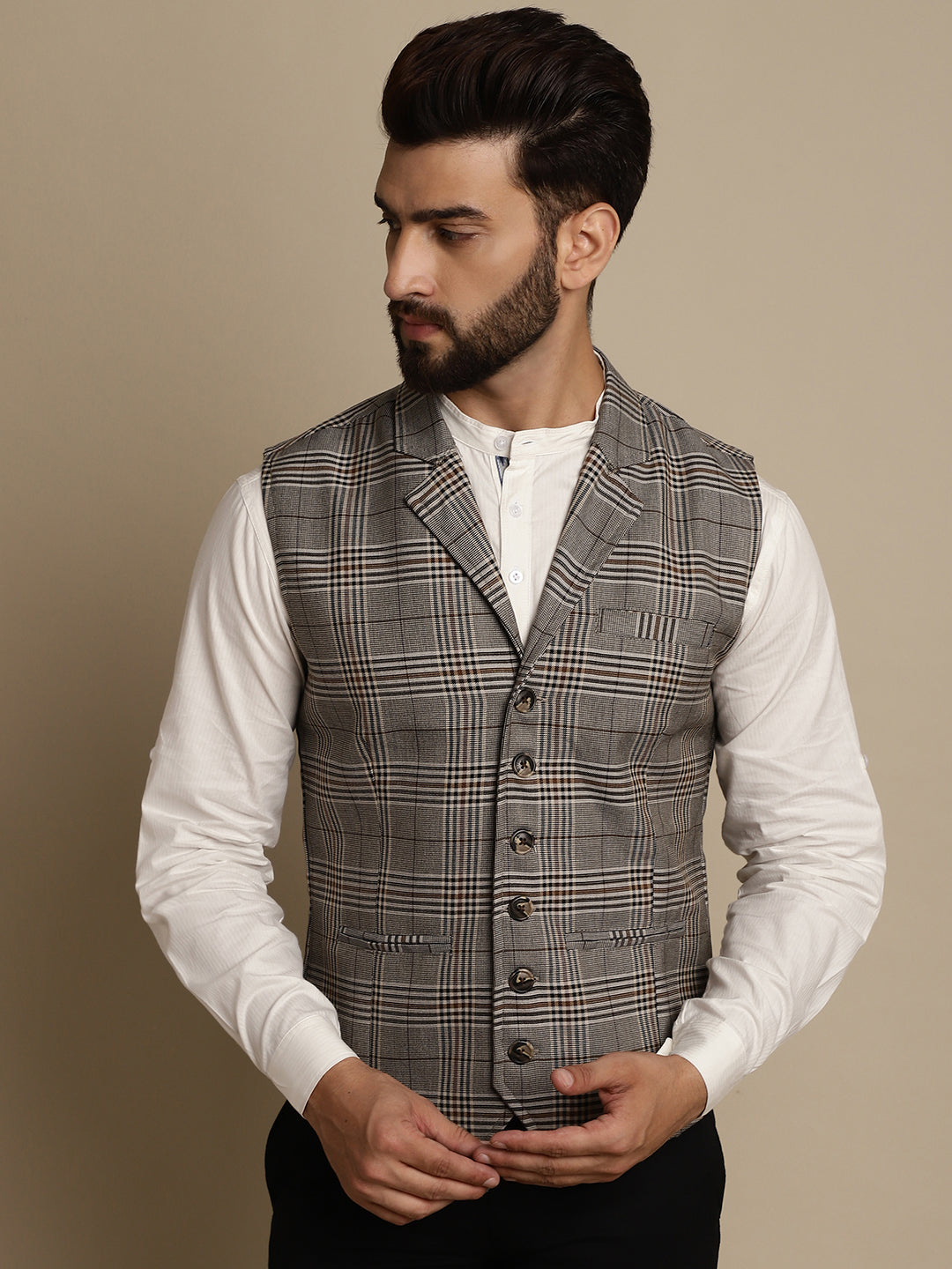 Even Apparels Men's Brown Waistcoat with Notched Lapel - Distacart