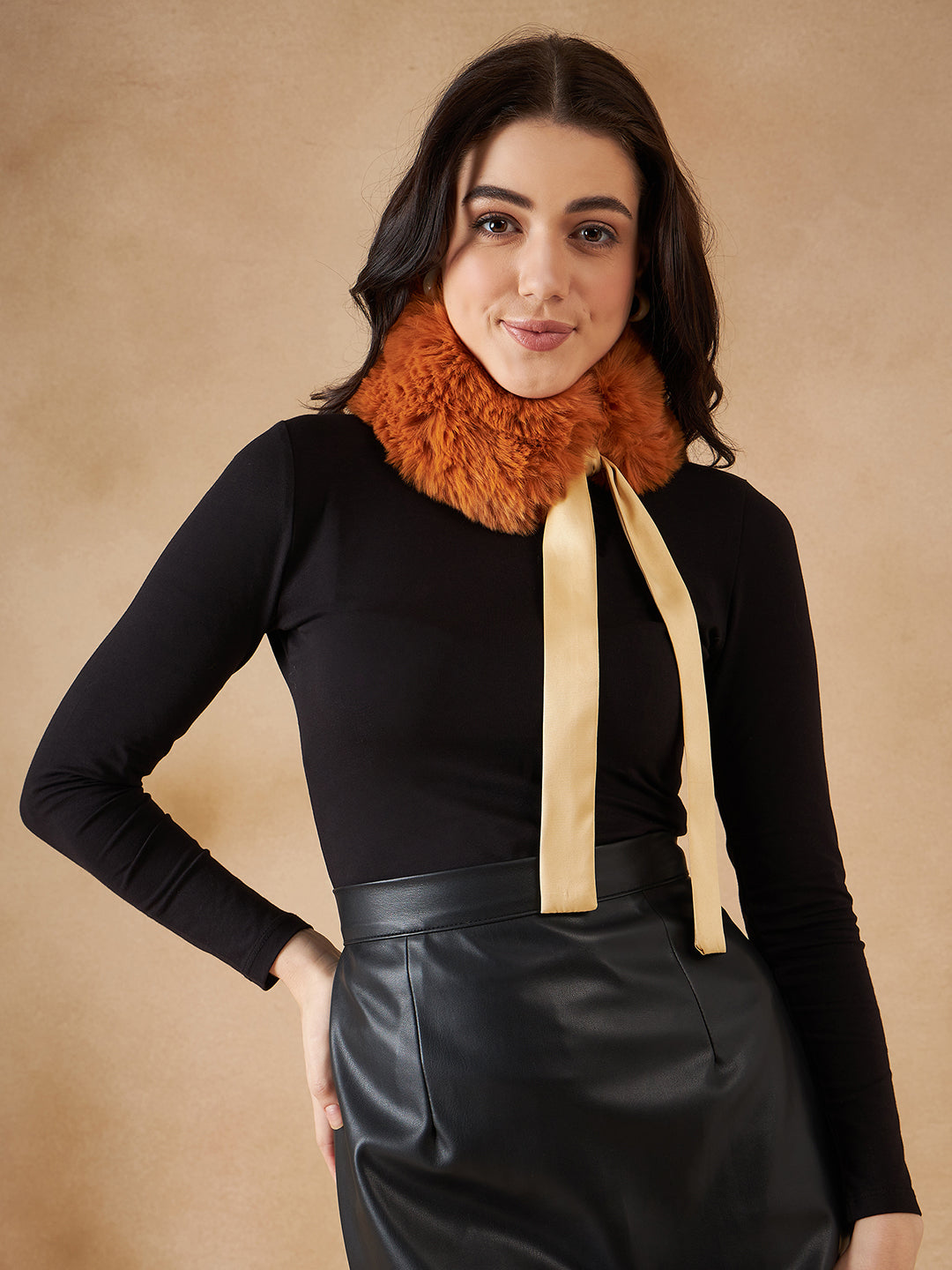 InWeave Women's Carrot Orange Fur Neckpiece - Distacart