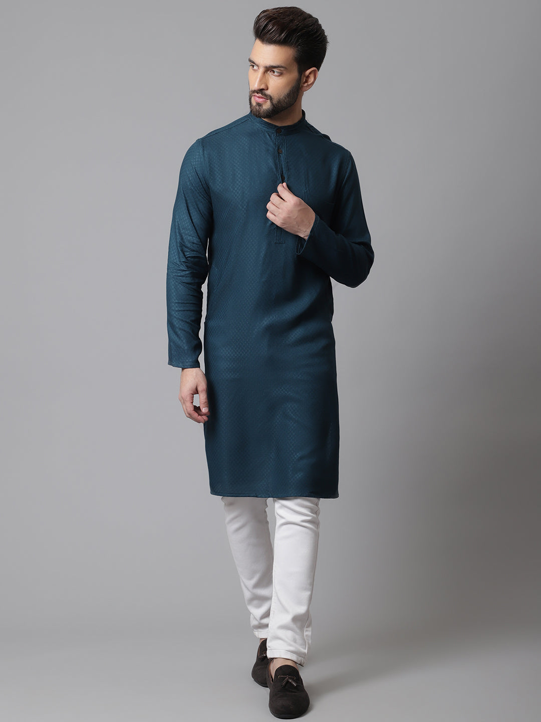 Even Apparels Green Kurta With Band Collar - Distacart