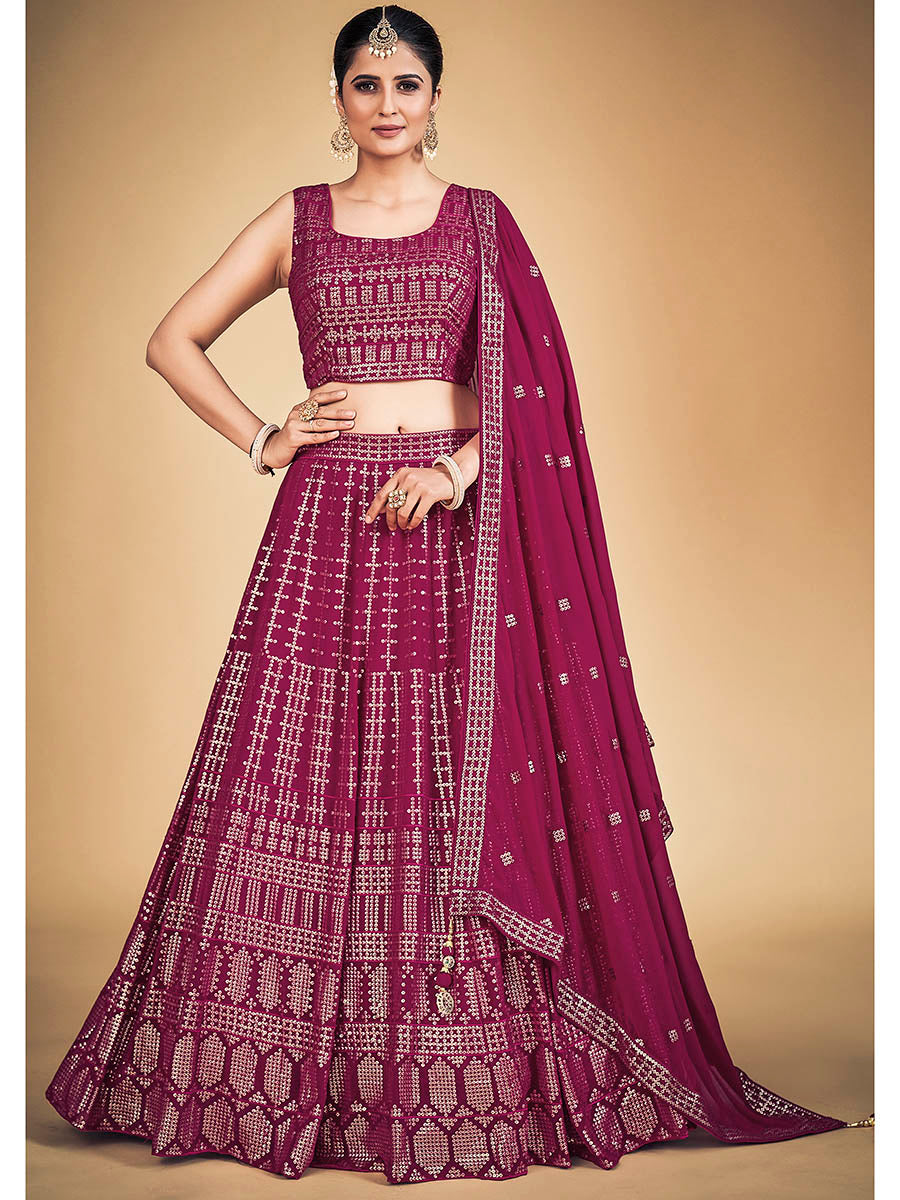 Myra Pink Georgette Real Georgette Lehenga Choli - Distacart