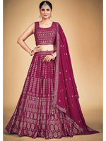 Thumbnail for Myra Pink Georgette Real Georgette Lehenga Choli - Distacart