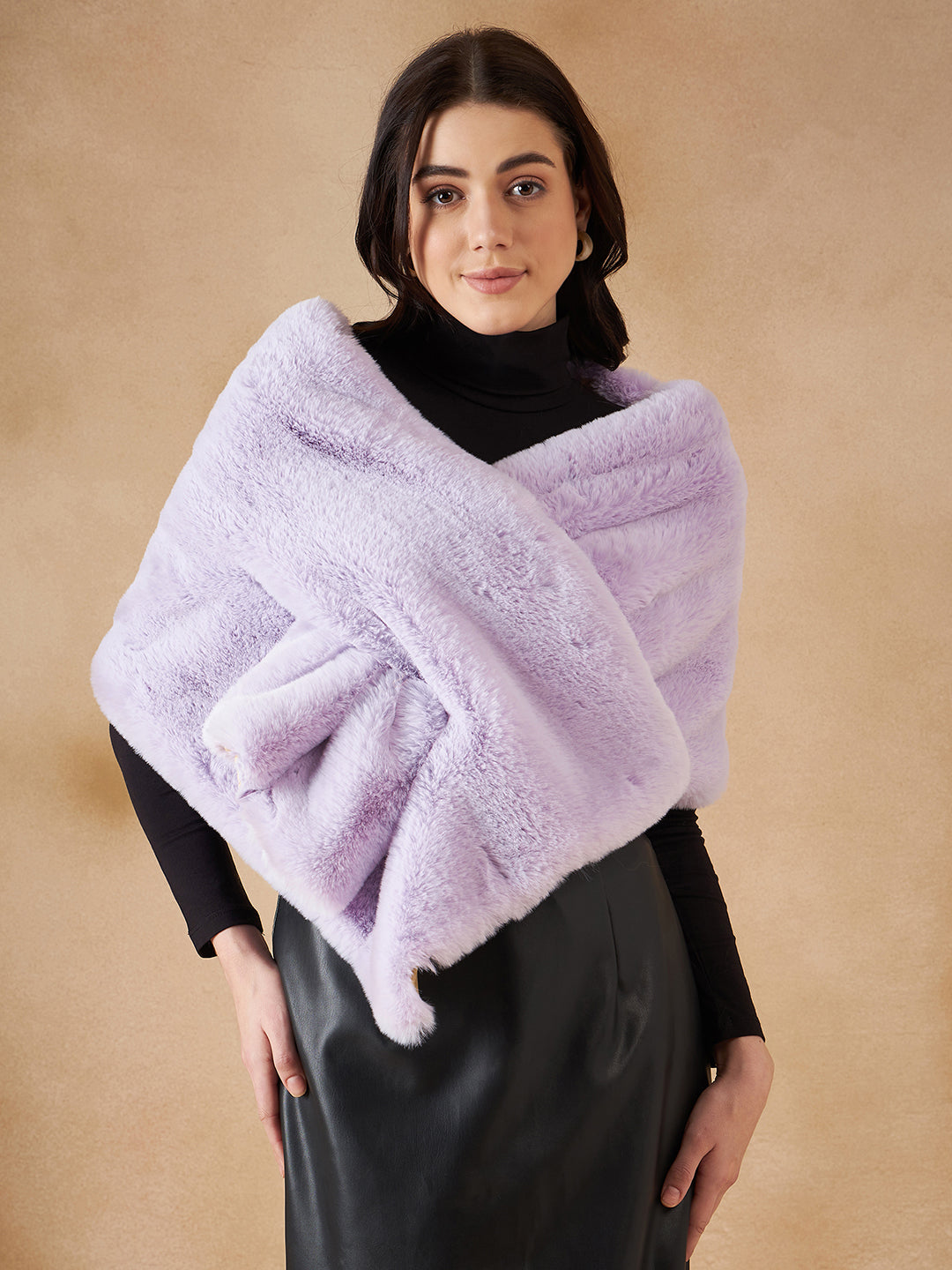 InWeave Women's Mauve Fur Cape - Distacart