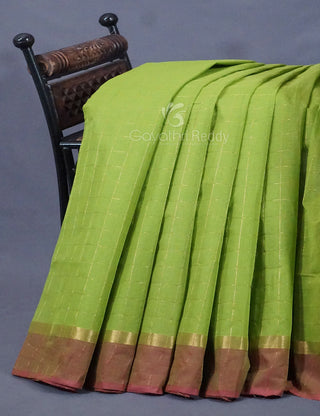 Dual Shade of Parrot Green And Mehndi Pure Mangalgiri Cotton By Gayathri Reddy Designer Studio - Distacart
