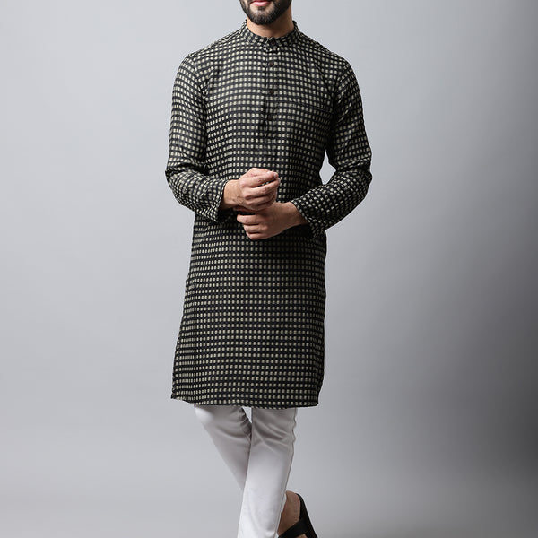 Even Apparels Brown Pure Cotton Kurta With Band Collar - Distacart