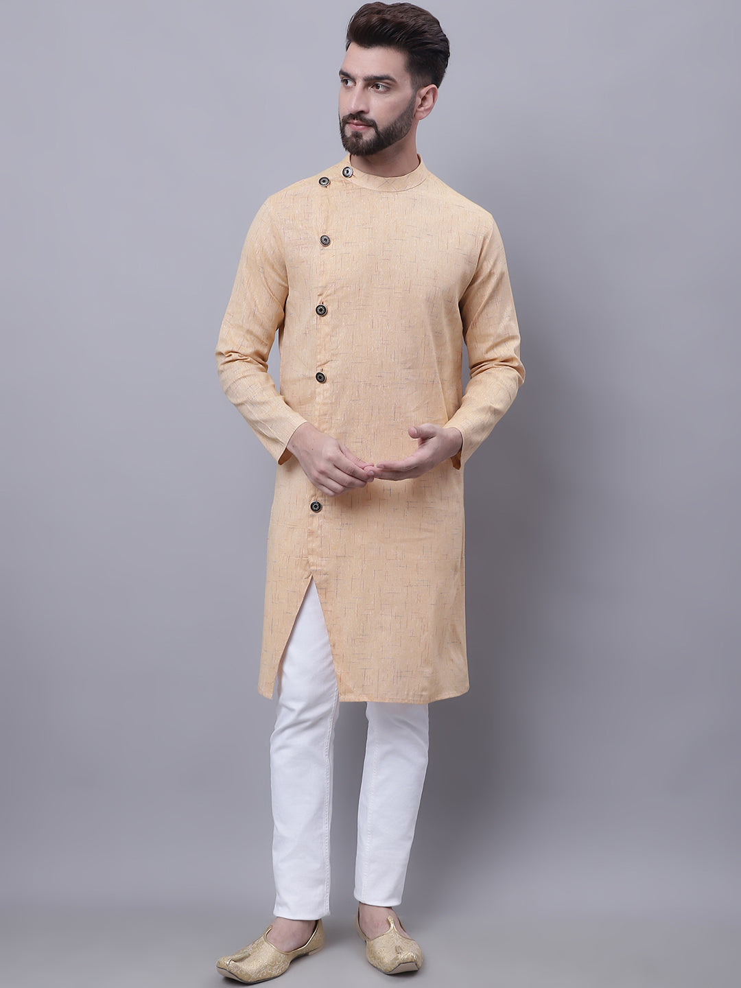 Even Apparels Beige Sherwani Kurta With Asymetrical Cut - Distacart