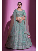 Thumbnail for Myra Blue Gota Silk Embroidered Designer Lehenga Choli - Distacart