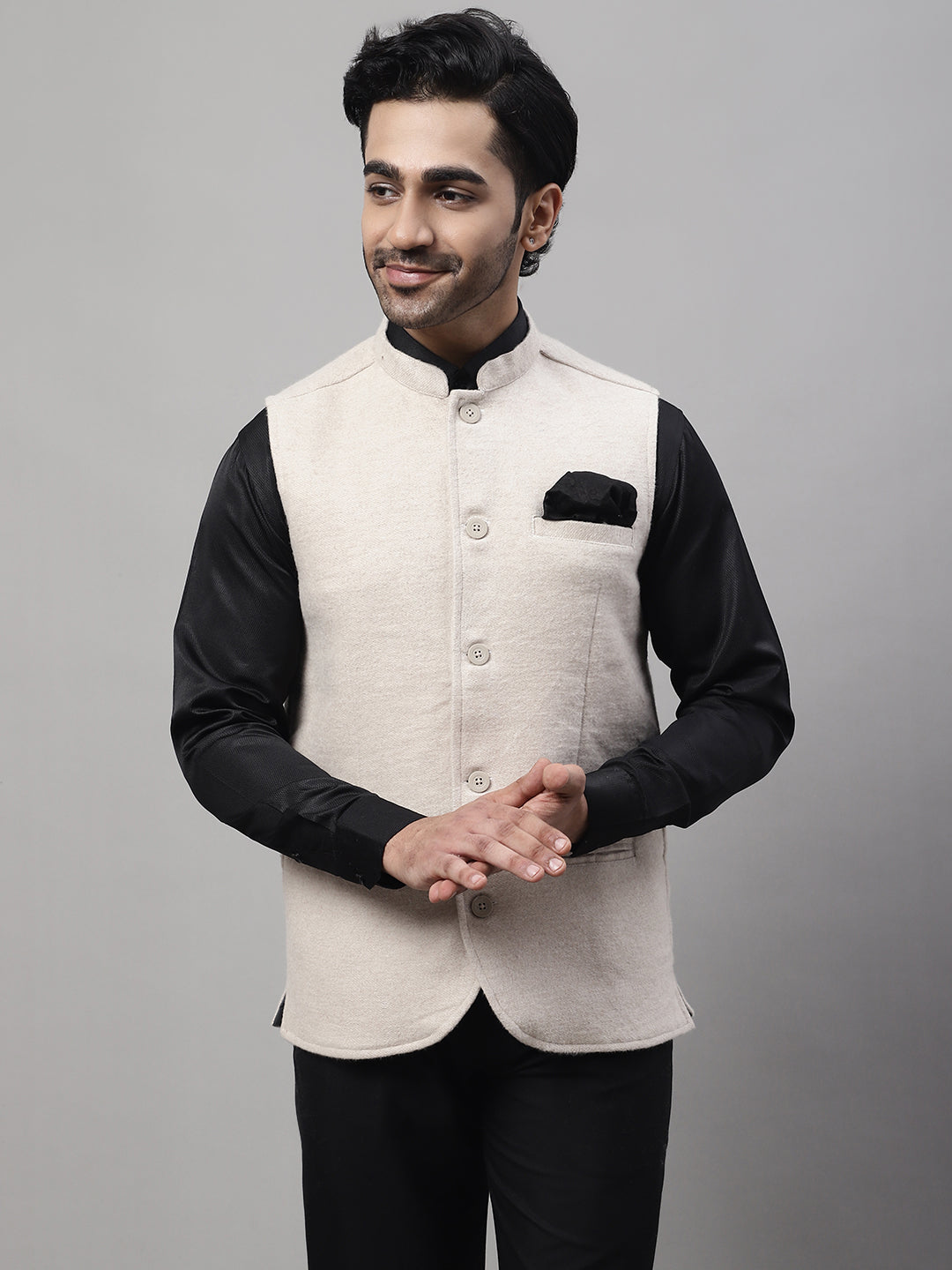 Even Apparels Men's Cream Pure Wool Nehru Jacket - Distacart