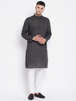 Thumbnail for Even Apparels Grey Pure Cotton Kurta With Band Collar - Distacart