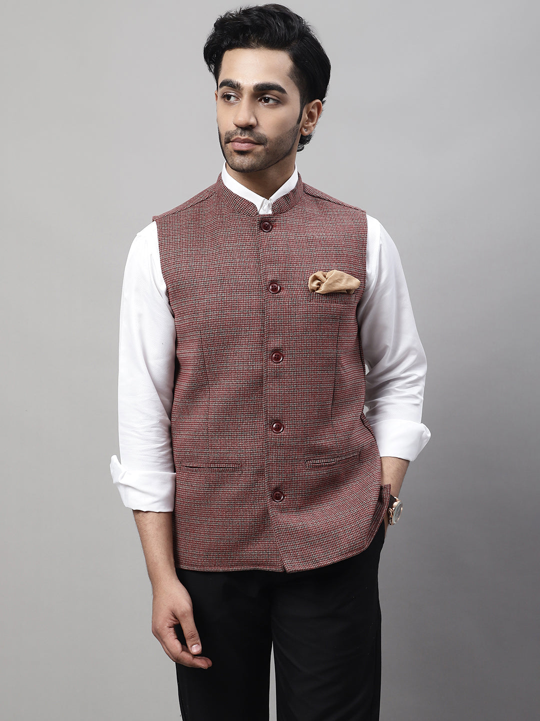 Even Apparels Men's Multi Nehru Jacket With Welt Pockets - Distacart