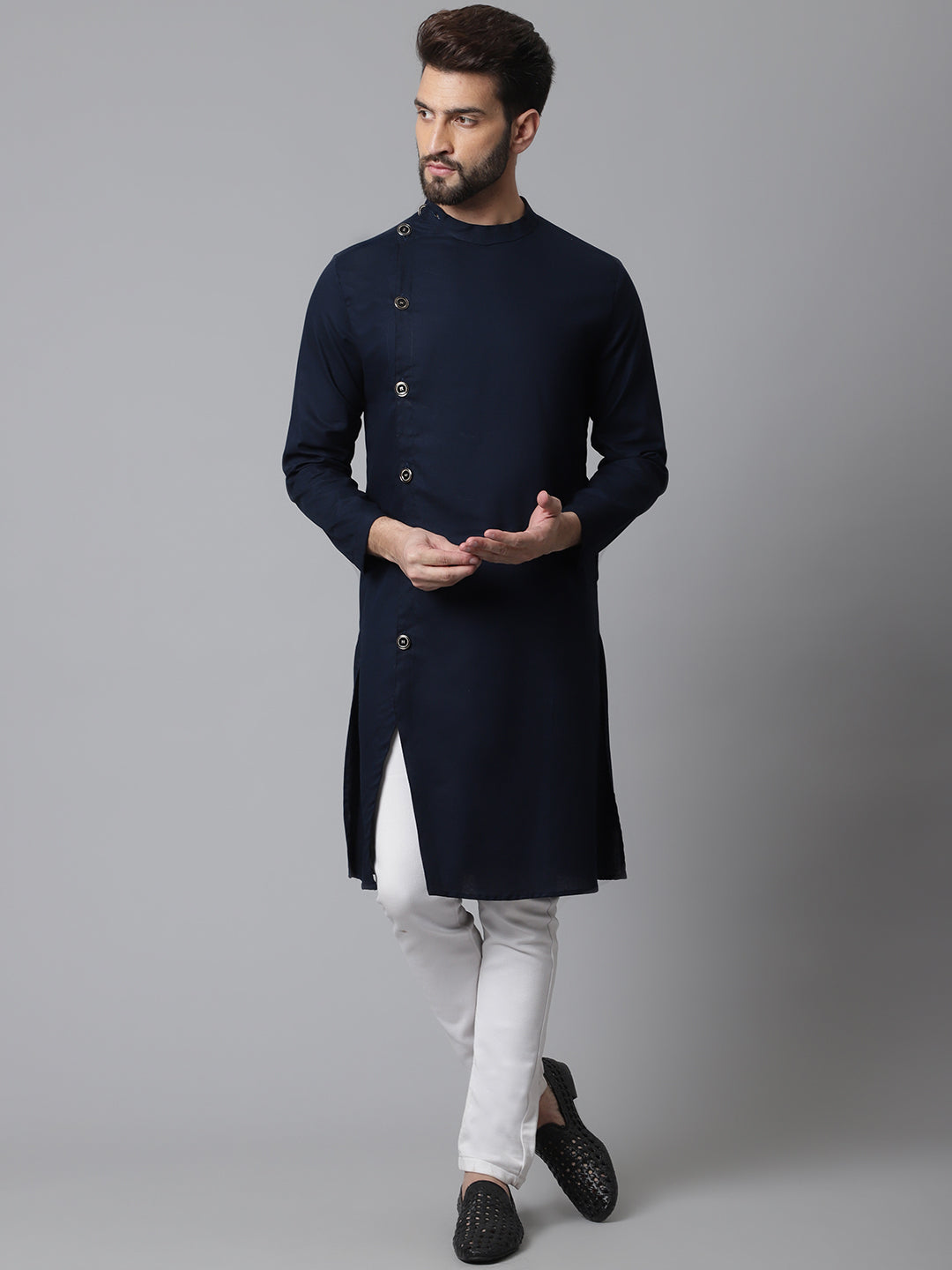 Even Apparels Blue Sherwani Kurta With Asymetrical Cut - Distacart