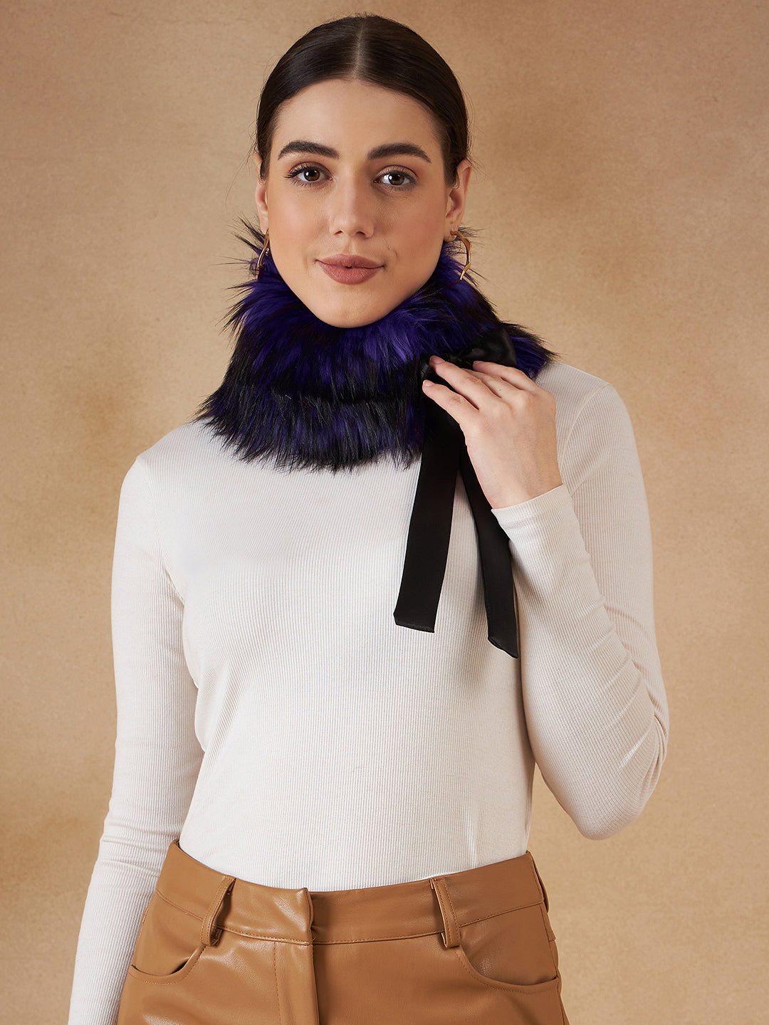 InWeave Women's Purple Black Fur Neckpiece - Distacart