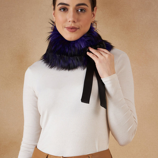 InWeave Women's Purple Black Fur Neckpiece - Distacart