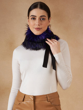 InWeave Women's Purple Black Fur Neckpiece - Distacart