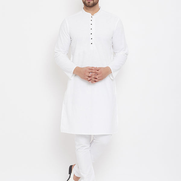 Even Apparels White Solid Kurta With Band Collar - Distacart