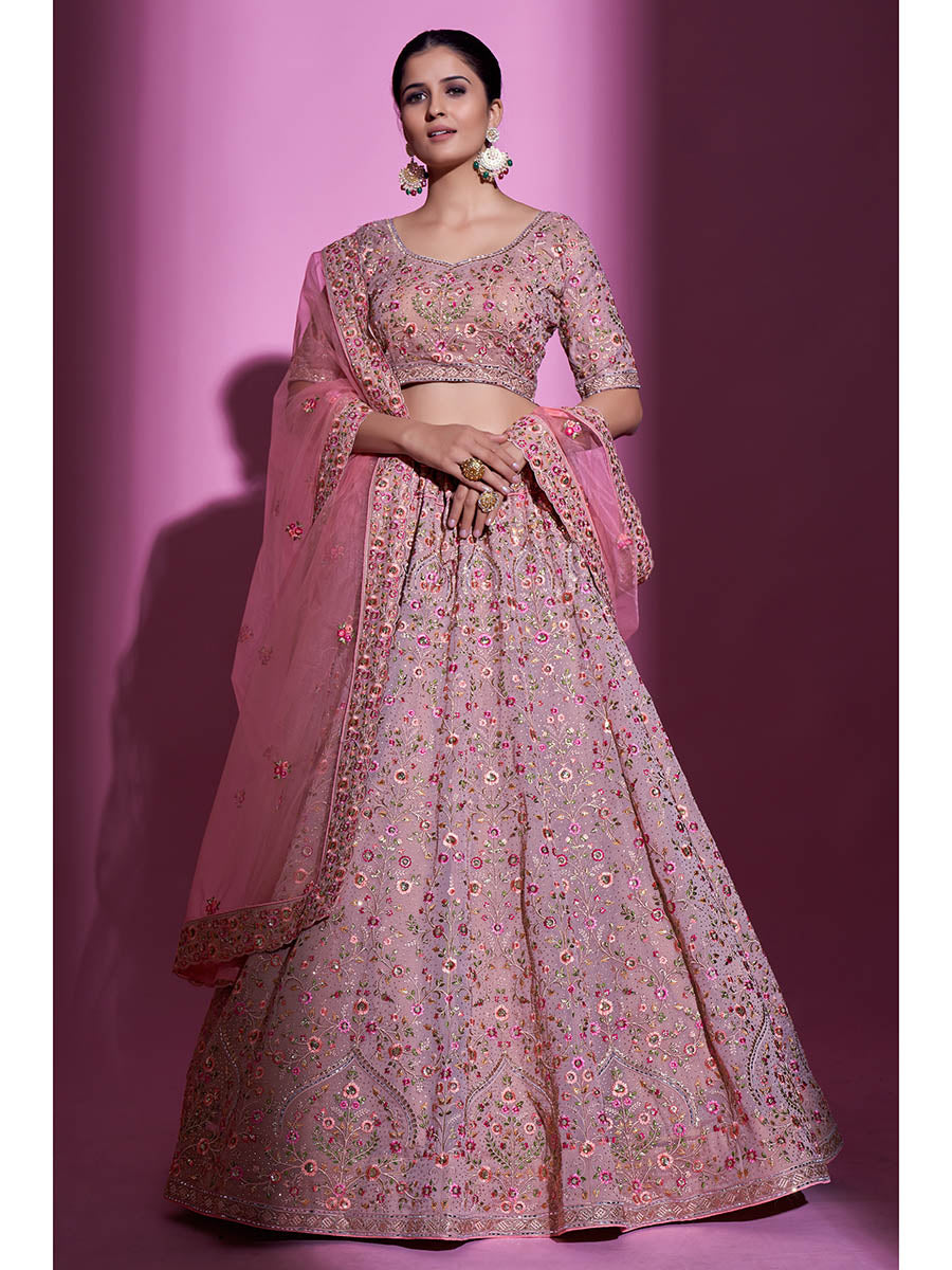 Myra Mauve Georgette Embroidered Designer Lehenga Choli - Distacart