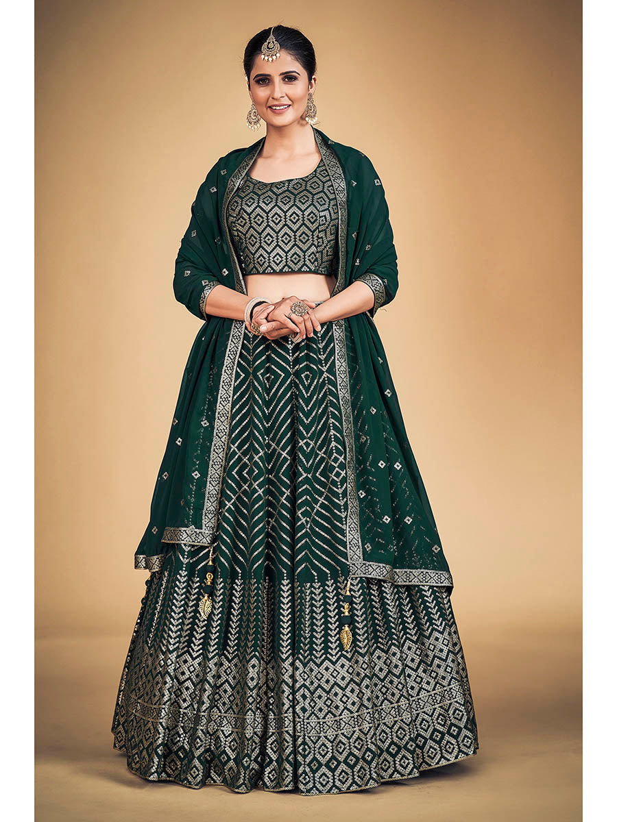 Myra Green Georgette Real Georgette Lehenga Choli - Distacart