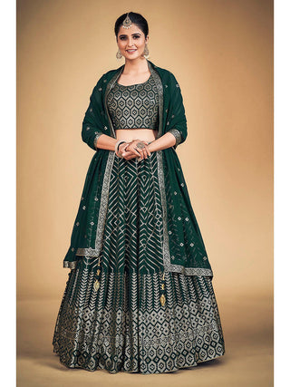 Myra Green Georgette Real Georgette Lehenga Choli - Distacart
