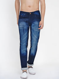 Thumbnail for Men Blue Heavy Fade Regular Fit Jeans - Bhama - Distacart
