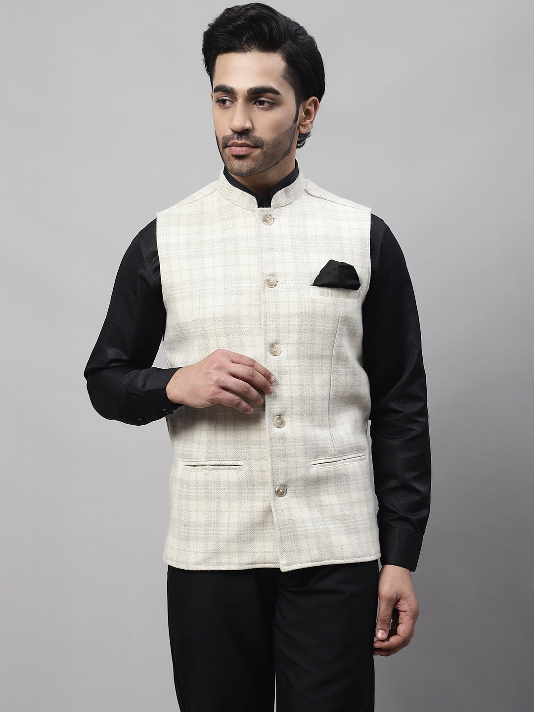 Even Apparels Men's Cream Pure Wool Nehru Jacket - Distacart