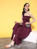 InWeave Women's Wine Mirror Work Off Shoulder Kurta Set - Distacart