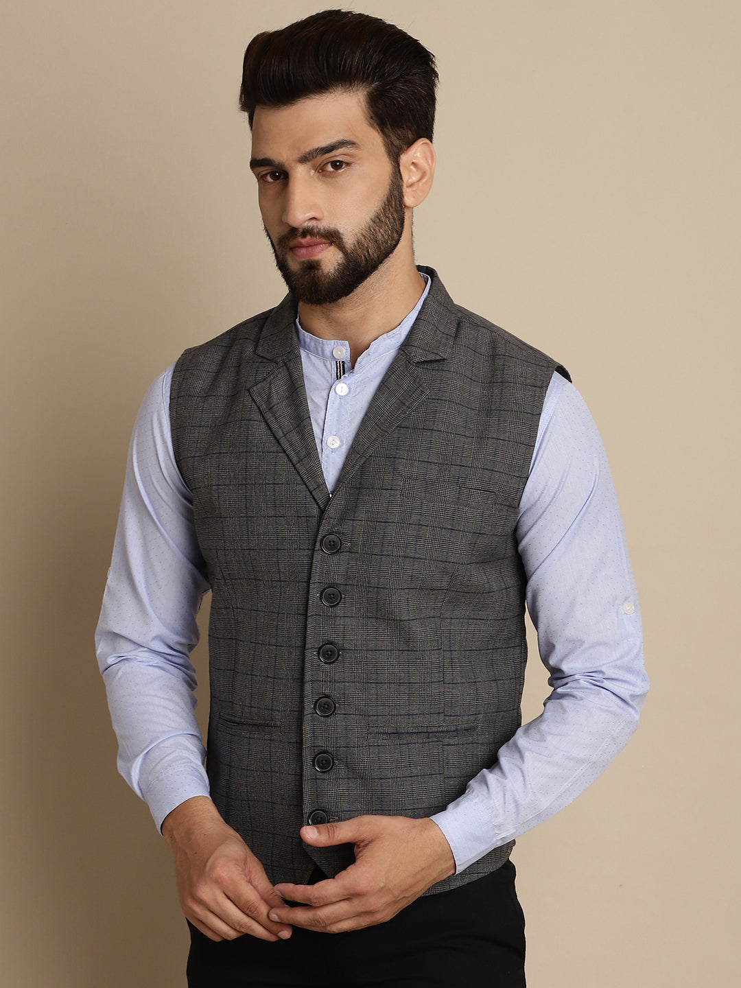 Even Apparels Men's Grey Waistcoat with Notched Lapel - Distacart