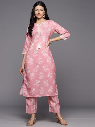 KSUT (House of Varanga) Pink Digital Printed Kurta Paired With Printed Straight Trouser - Distacart