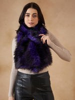 Thumbnail for InWeave Women's Purple Black Faux Fur Neck Warmer - Distacart