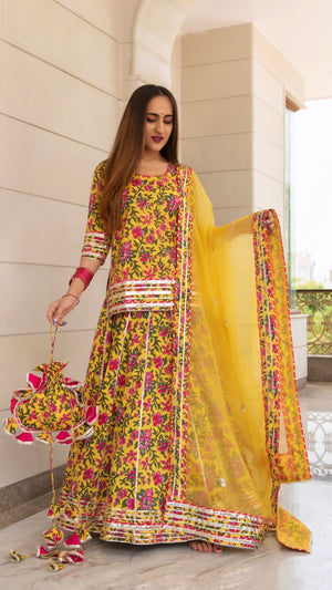 Pomcha Jaipur Nitara Cotton Hand Block Skirt Set - Distacart