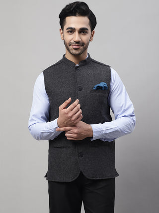Even Apparels Men's Grey Pure Wool Nehru Jacket - Distacart