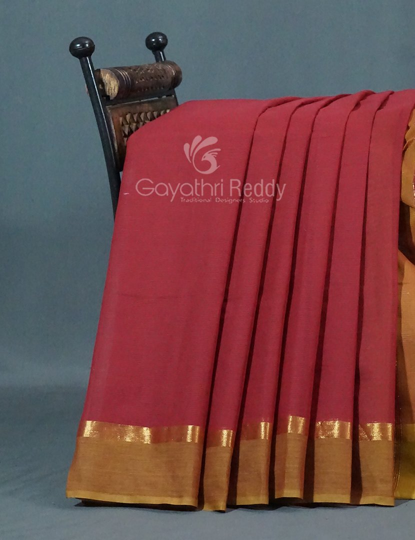 Shades of Maroon Red Pure Mangalgiri Cotton By Gayathri Reddy Designer Studio - Distacart