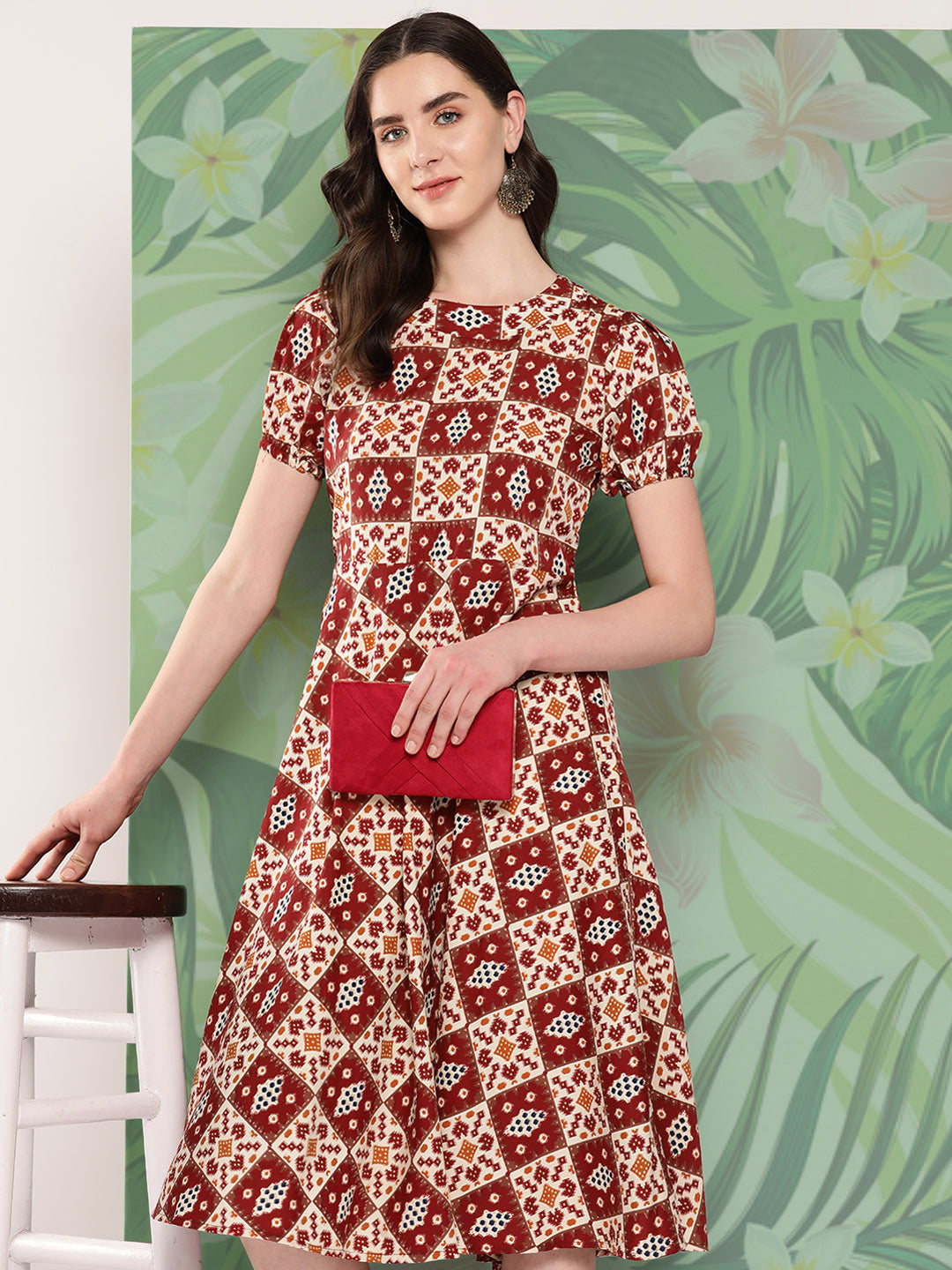 InWeave Women's Maroon Square Dress - Distacart